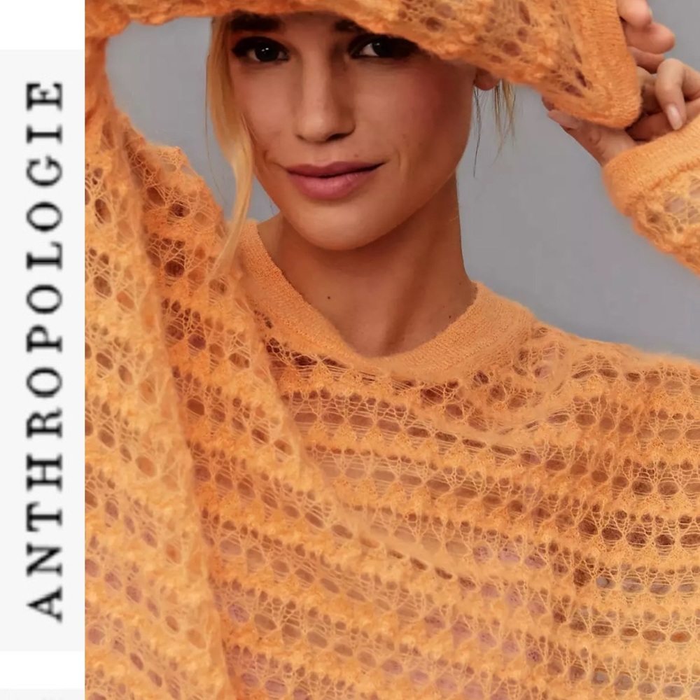 NWT Anthropologie Pilcro Open Stitch Pullover Fuzzy Sweater xs - Picture 3 of 13